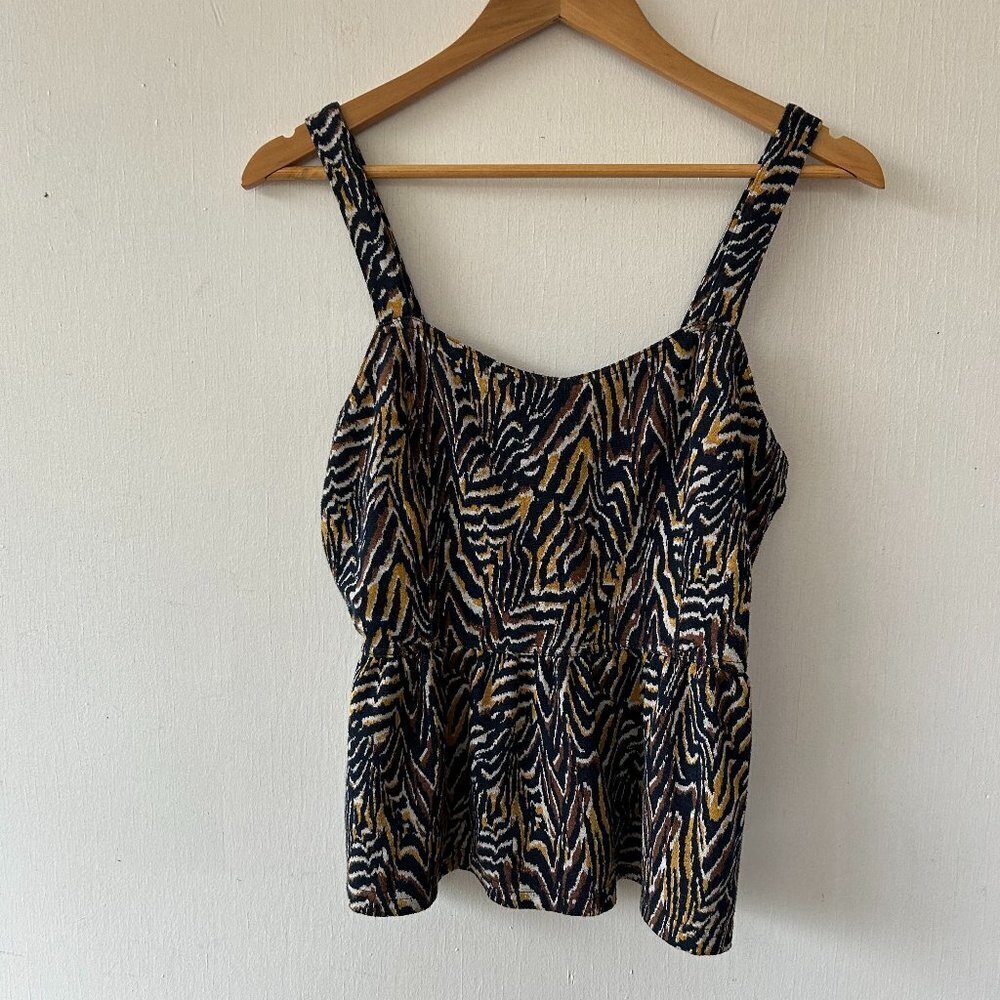 Anthropologie Y2K Tank Top Womens Medium Blue Sweetheart Neck Flowy Forest Fairy